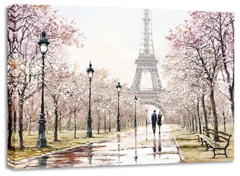 Immagine su tela, 85 x 113 cm Canvas Watercolor Paris Melancholy - Styler