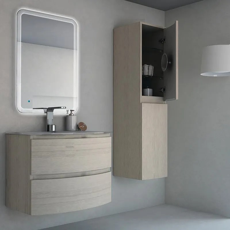 Mobile da bagno sospeso sotto lavabo L 69 x H 55 x P 48 cm rovere chiaro, 2 cassetti, 2 ante BADEN HAUS Vague