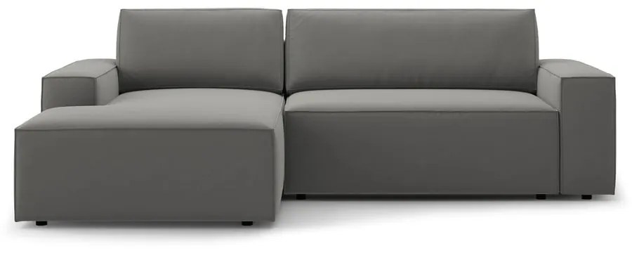 Divano angolare grigio chiaro allungabile/con contenitore (con penisola a sinistra/con chaise lounge) con rivestimento in velluto Jodie – Micadoni