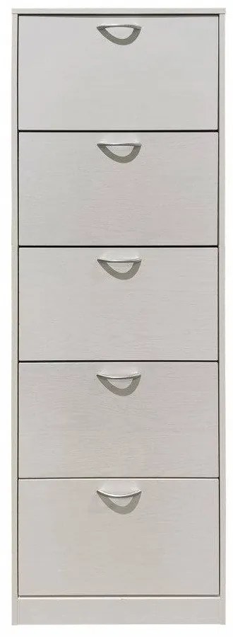 Scarpiera Legno 5 Ante Susie Bianca - 60x24x180cm, Color Bianco