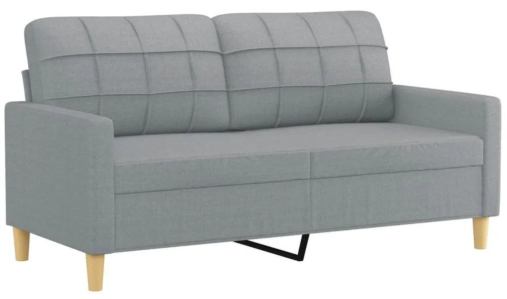 Set di divani 2 pz con cuscini grigio chiaro in tessuto