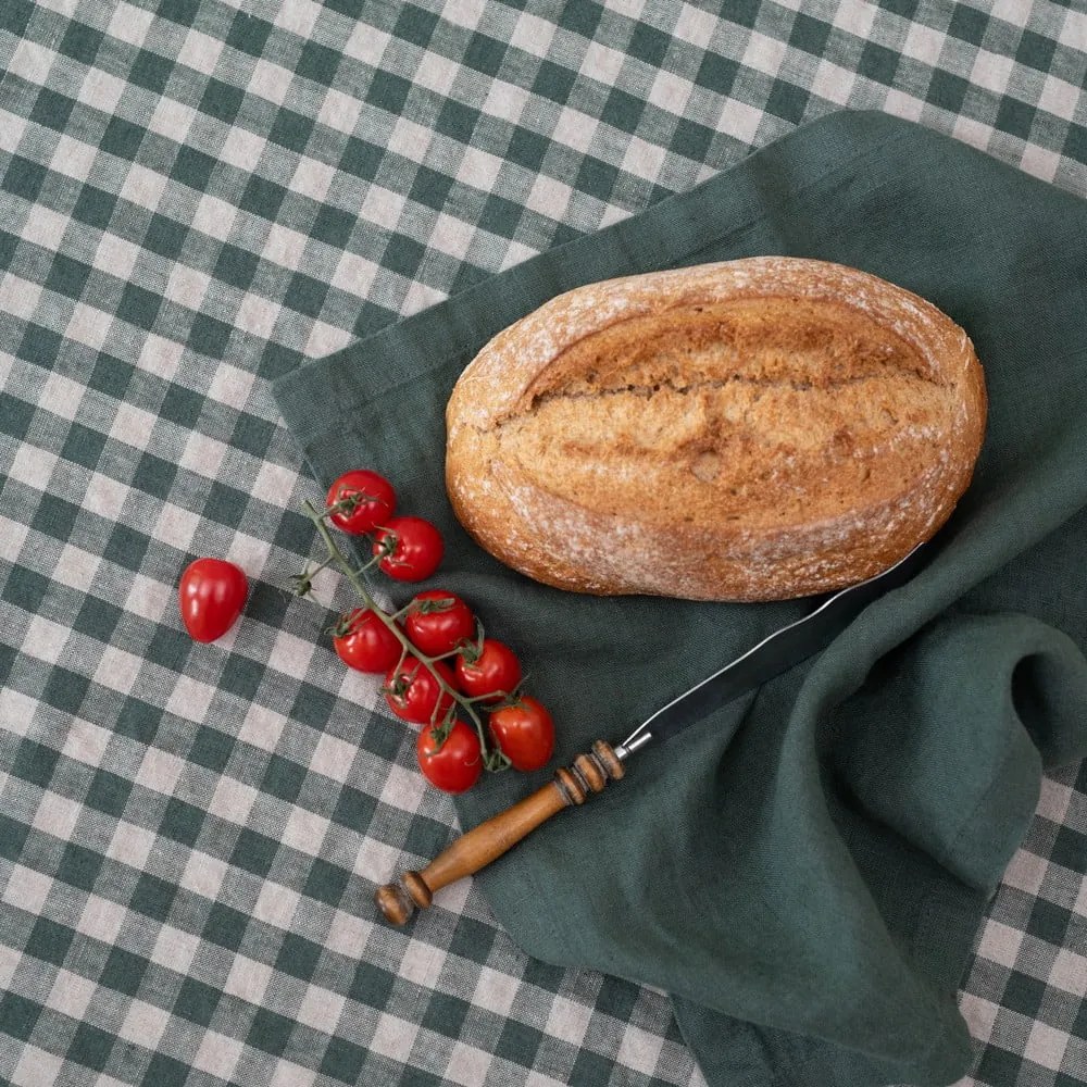 Tovaglia in lino 140x250 cm Forest Green Gingham – Linen Tales