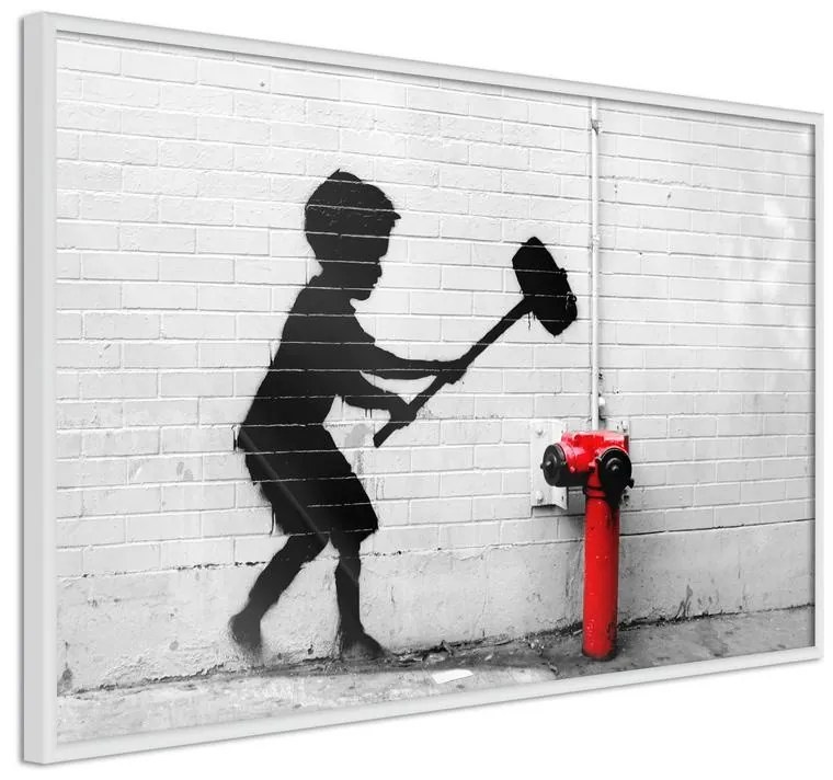 Poster  Banksy: Hammer Boy  Cornice Quadri Cornice nera con pass-partout, Larghezza x Altezza Home decor 30x20