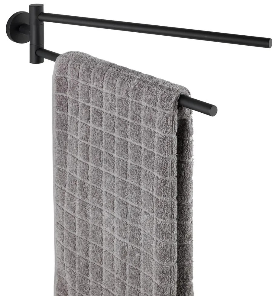 Portasciugamani a parete in acciaio inox nero opaco Bosio - Wenko
