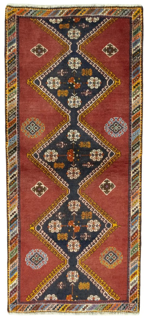 Shiraz Tappeto 190 x 80 Rosso (Iran) Annodato A Mano