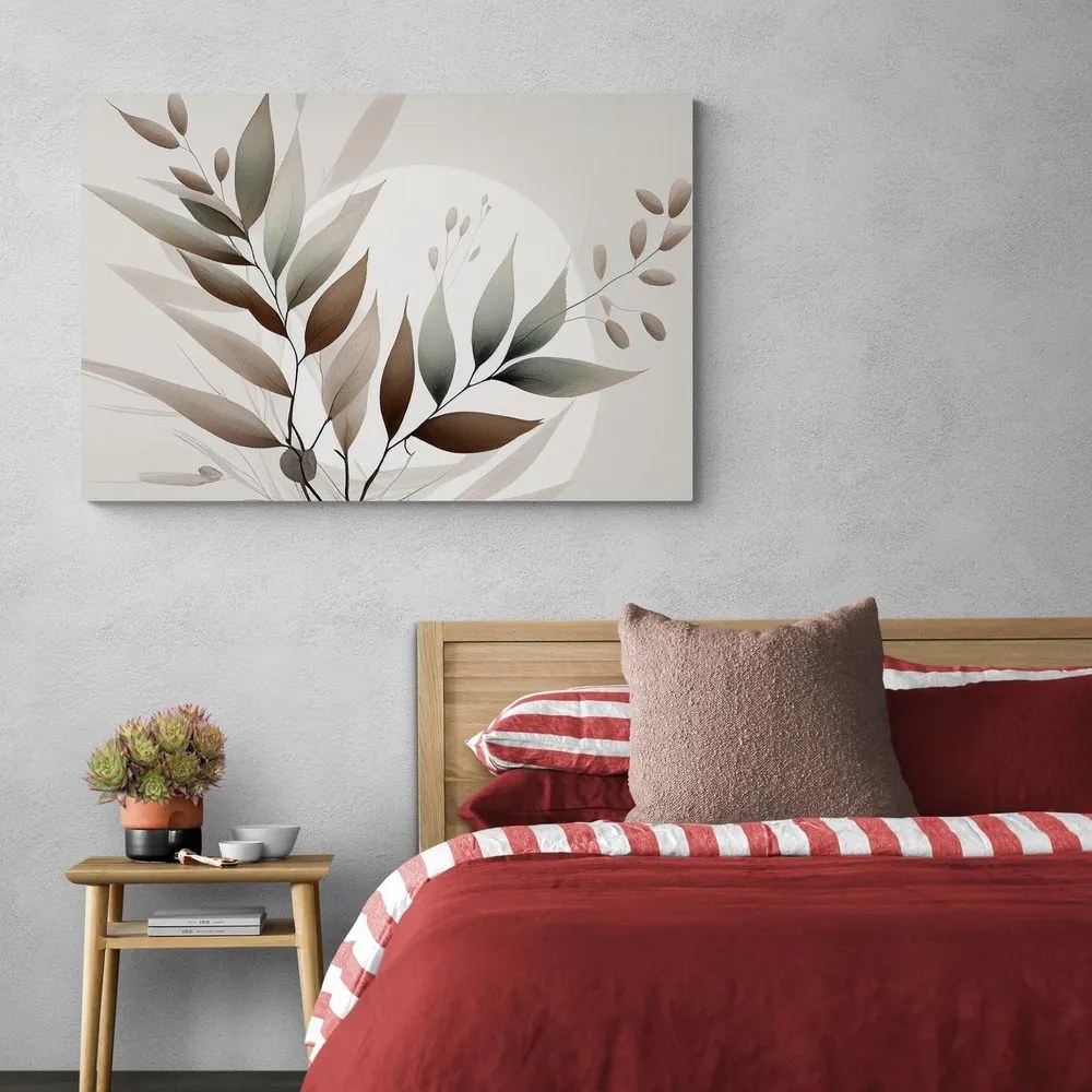 Stampa su tela – Foglie minimaliste in design boho
