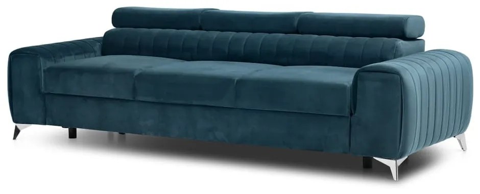 Divano blu allungabile e rivestimento in velluto 261 cm Laurence – ELTAP