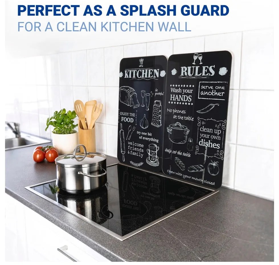 Coprifuoco in vetro temperato in set da 2 52x30 cm Kitchen Rules - Maximex