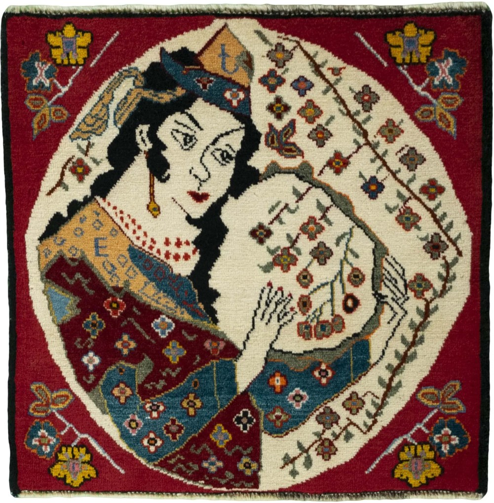 Shiraz Tappeto persiano 60 x 60 Rosso (Iran) Annodato A Mano