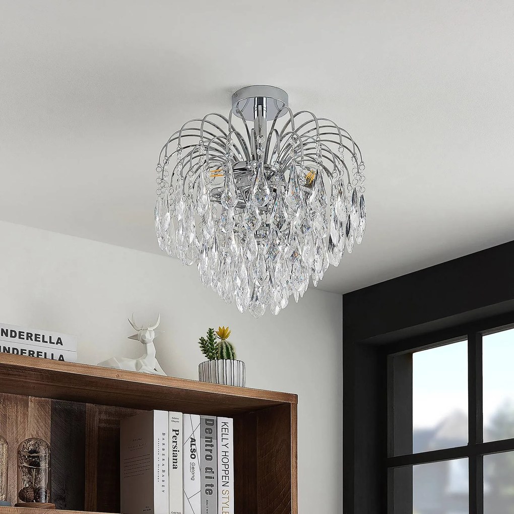 Plafoniera soffitto Silino Lindby, dimmerabile, Cromo / Argento, Soggiorno / Sala da pranzo, Metallo, Moderno, Plafoniera