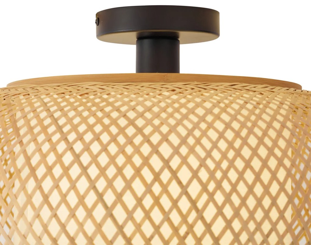 Plafoniera Japandi in bambù con interno bianco - Liva