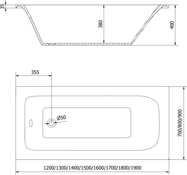 Mexen Vega vasca da bagno rettangolare 140 x 70 cm con rivestimento, bianca - 55011407000X