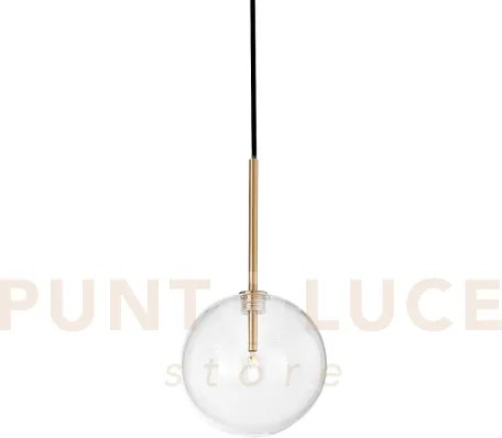 Equinoxe sospensione in vetro trasparente e ottone antico 1 luce at...