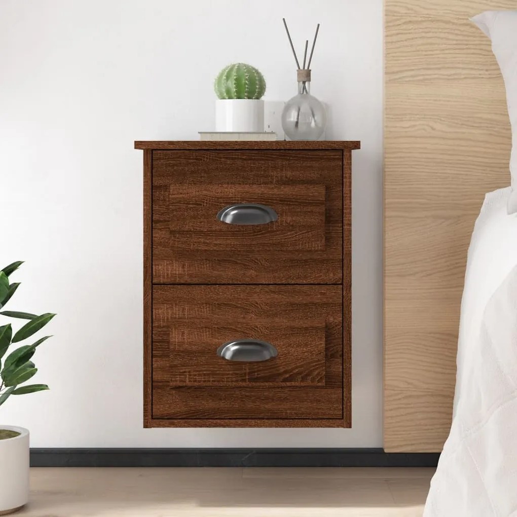 Comodino A Parete Rovere Marrone 41,5x36x53 Cm /