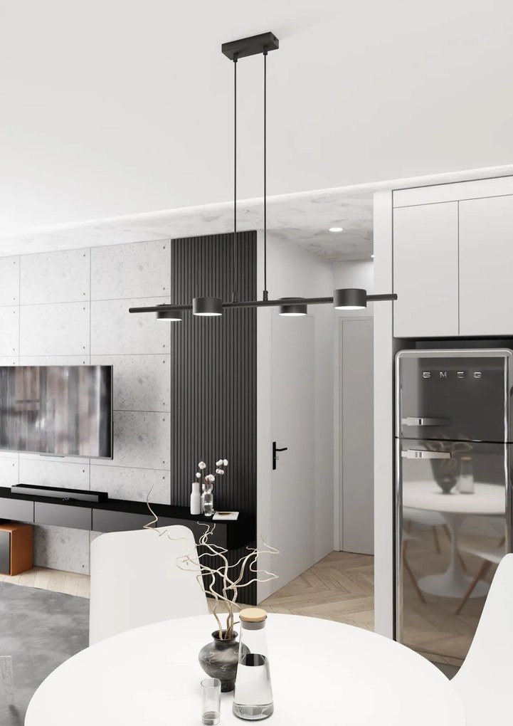 Lampadario Minimal Hermes Acciaio Nero 4 Luci Gx53 Ip20