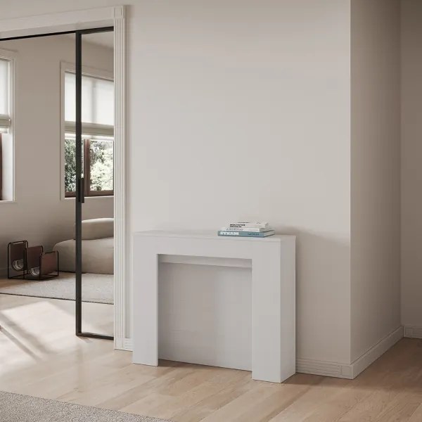 Consolle allungabile 90x25/211 cm NIVES Bianco Frassino allunghe interne