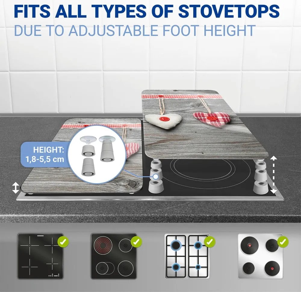 Set di 2 coperchi in vetro per stufa Heart, 52 x 30 cm Hearts - Wenko