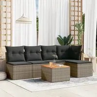 Set Divano da Giardino 6 pz con Cuscini Grigio in Polyrattan 3255934