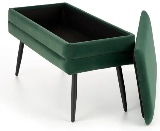 Panca trapuntata con contenitore VELVA 37x78 cm verde/nero