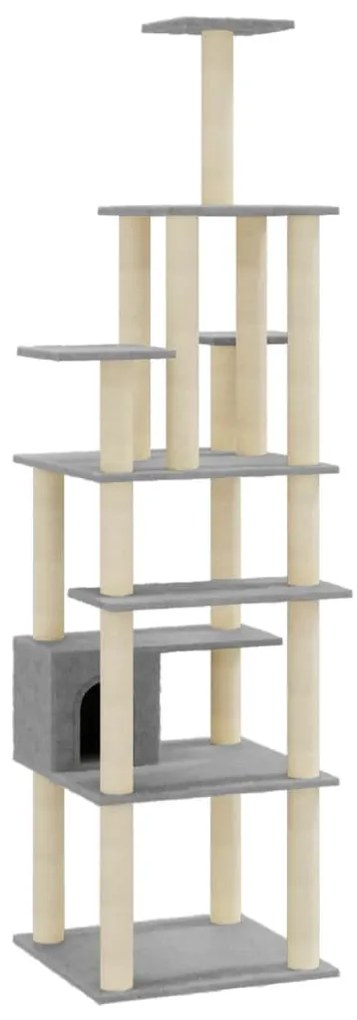 Albero per gatti con tiragraffi in sisal grigio chiaro 183 cm