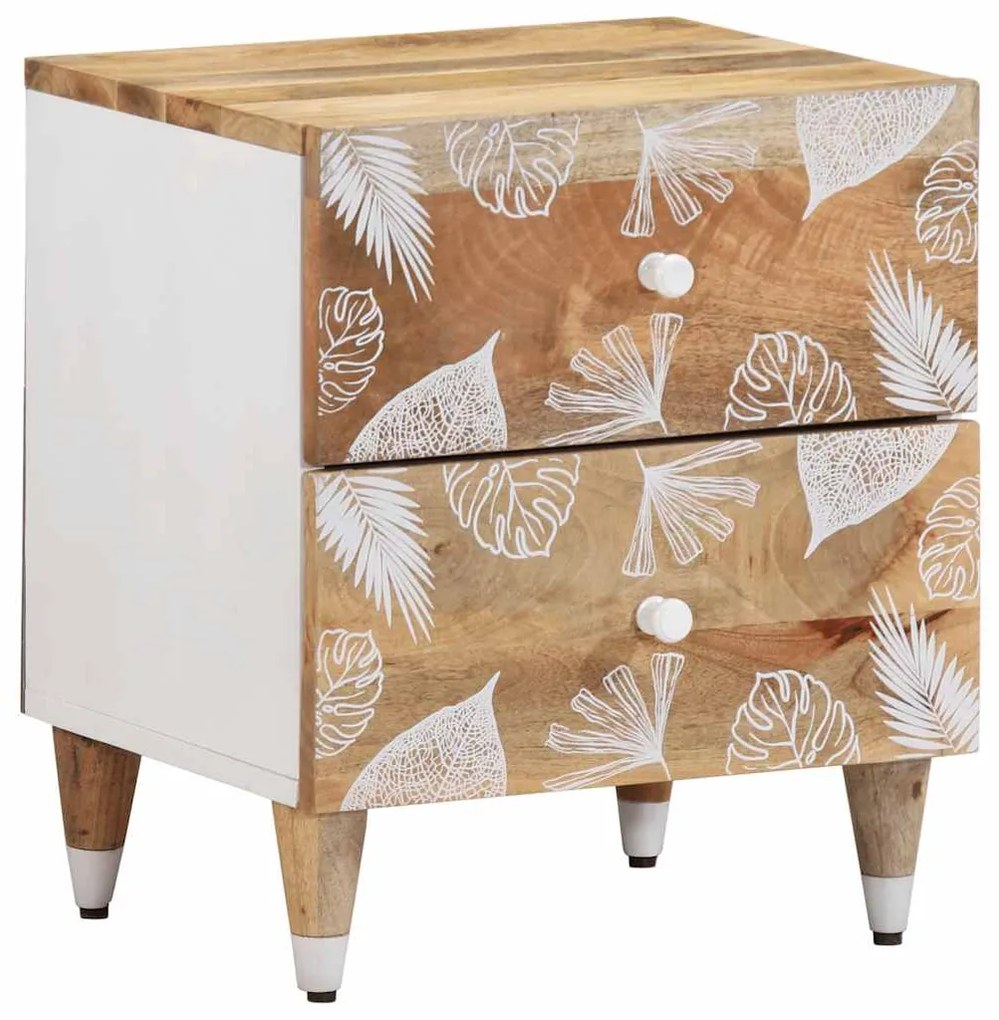 Comodino 40x33,5x46 Cm İn Legno Massello Di Mango /