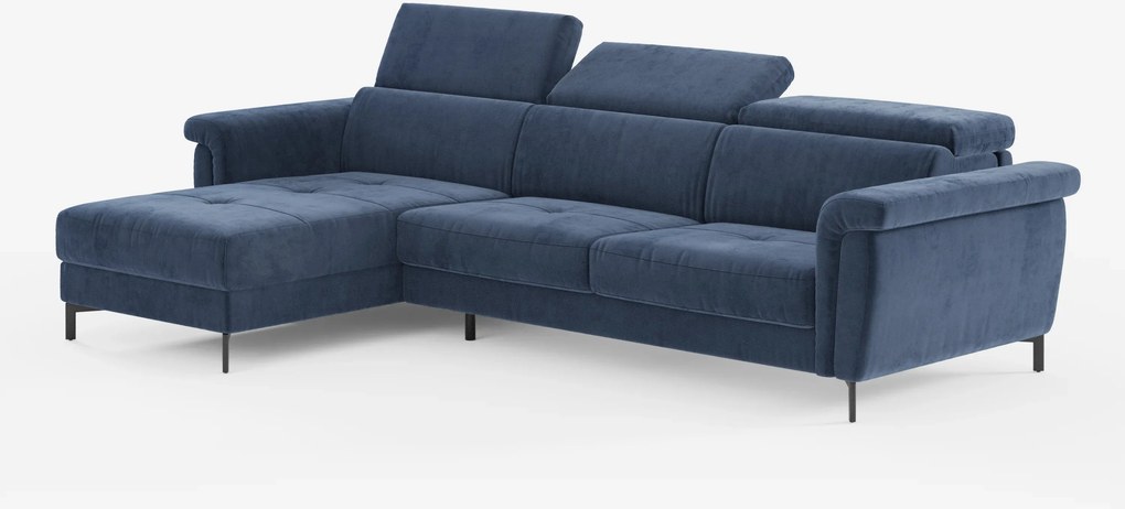 Capri Divano letto angolare con penisola contenitore e poggiatesta reclinabili - elegante tessuto smacchiabile T30