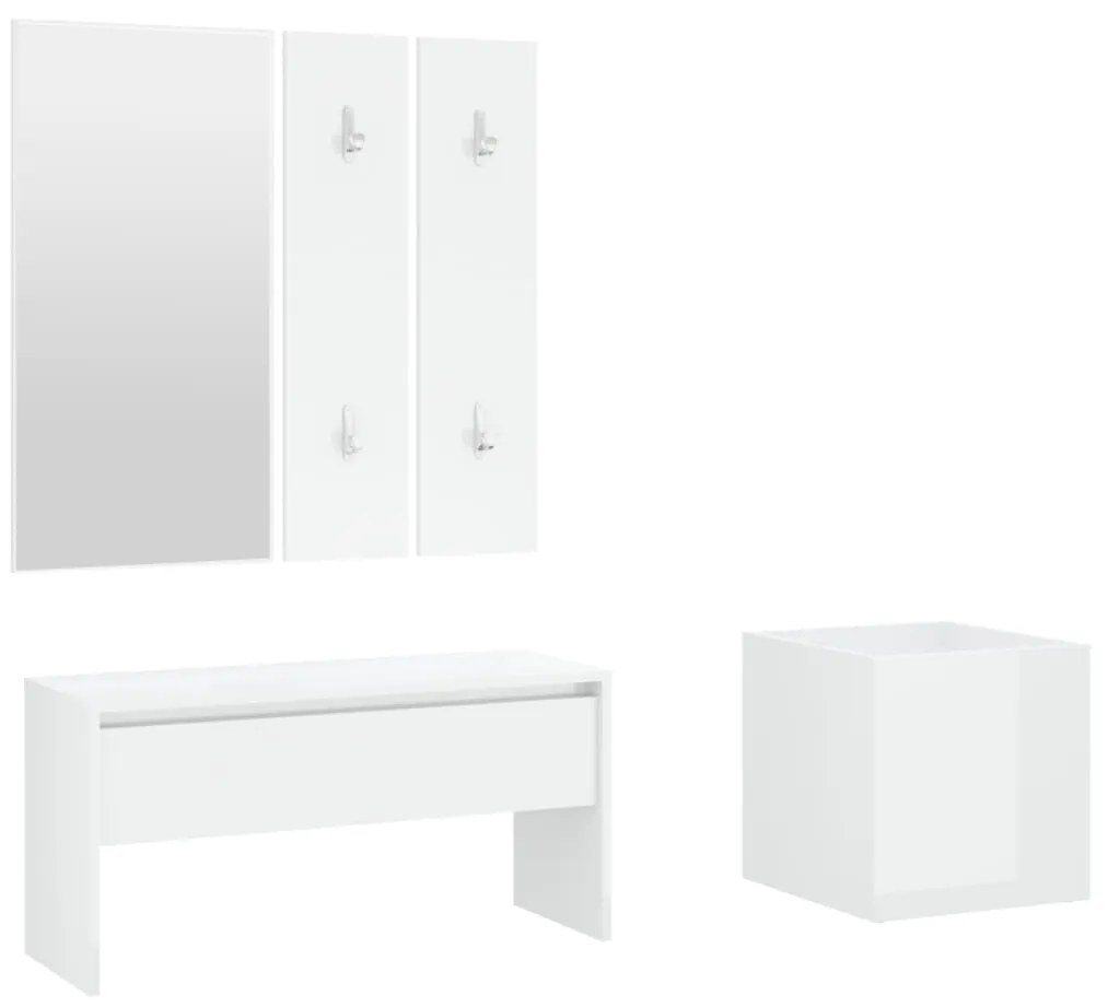 Set di mobili da corridoio bianco lucido in legno multistrato