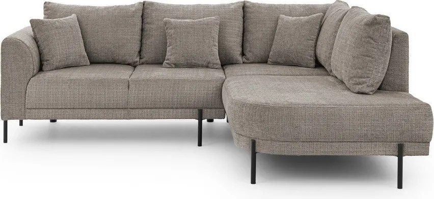 Divano angolare grigio tortora (con penisola a destra/a L) con rivestimento in ciniglia Mauris – Ropez