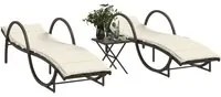 Lettini Prendisole 2 pz con Tavolino Marrone in Polyrattan 368264