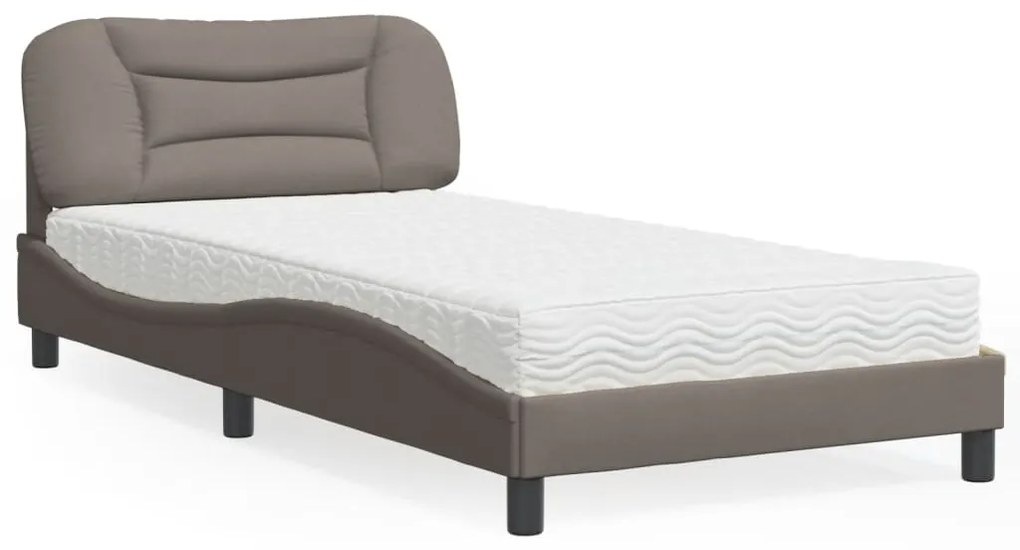 Letto con materasso tortora 100x200 cm in tessuto