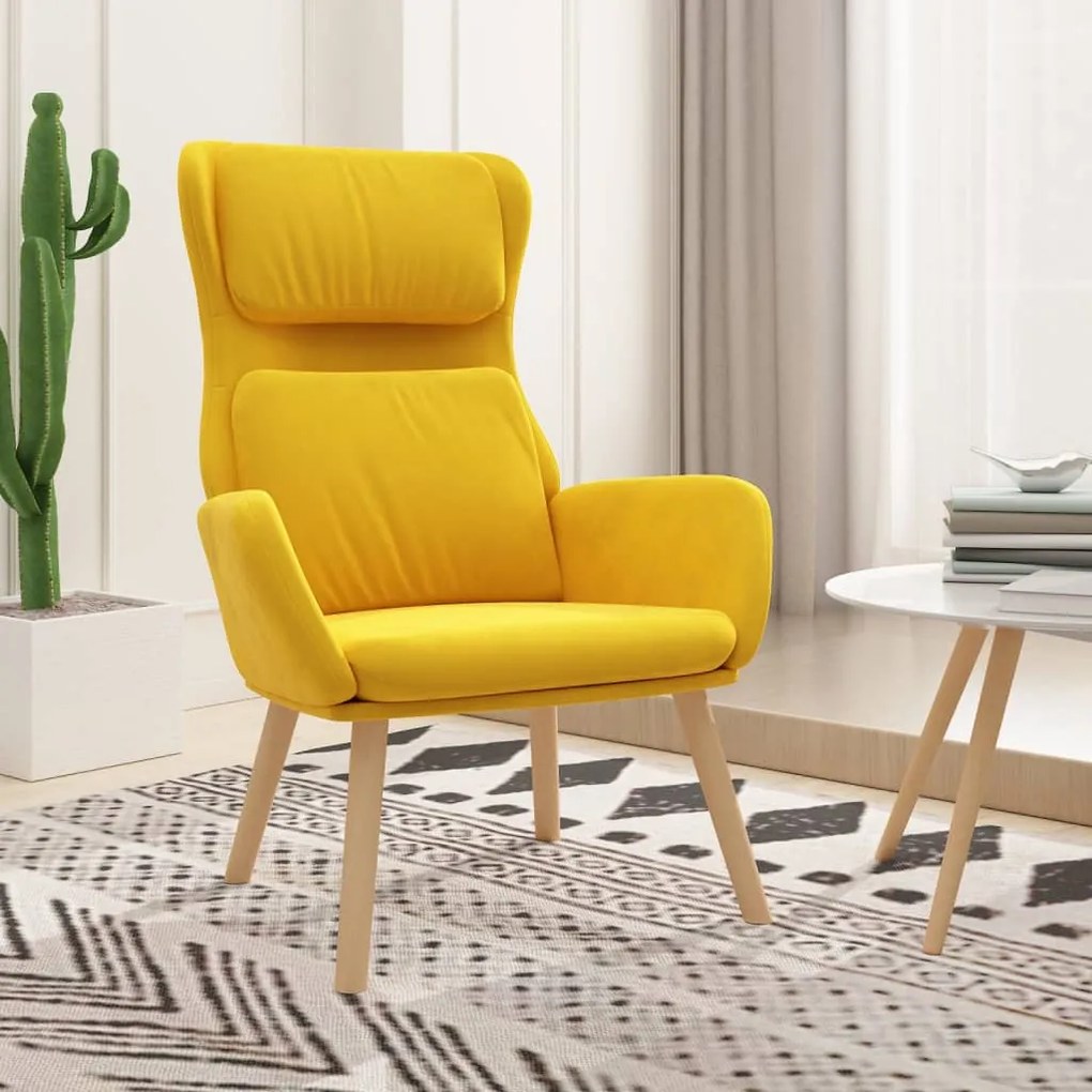 Poltrona Relax Giallo Senape İn Velluto /