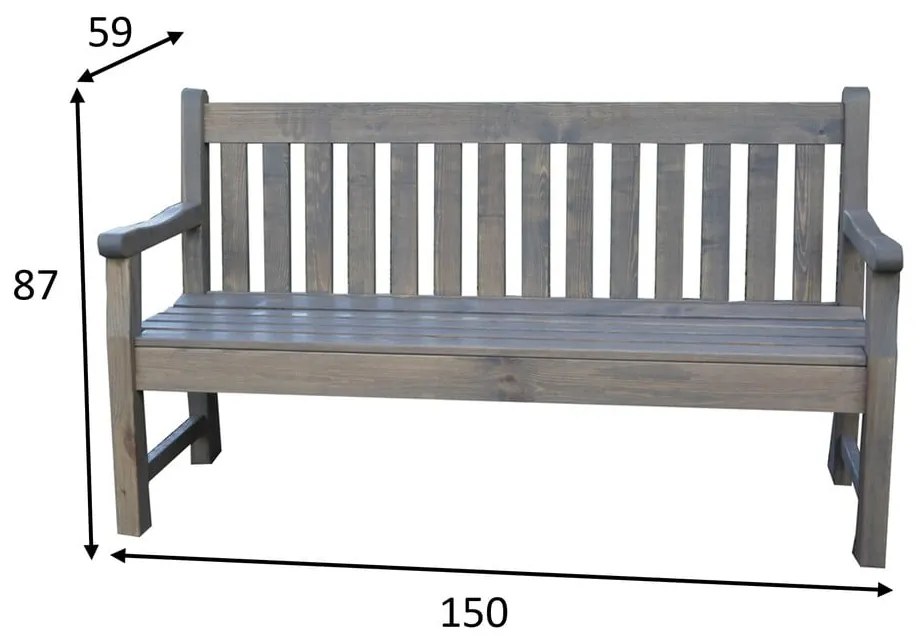 Panchina da giardino in legno grigio London - Rojaplast
