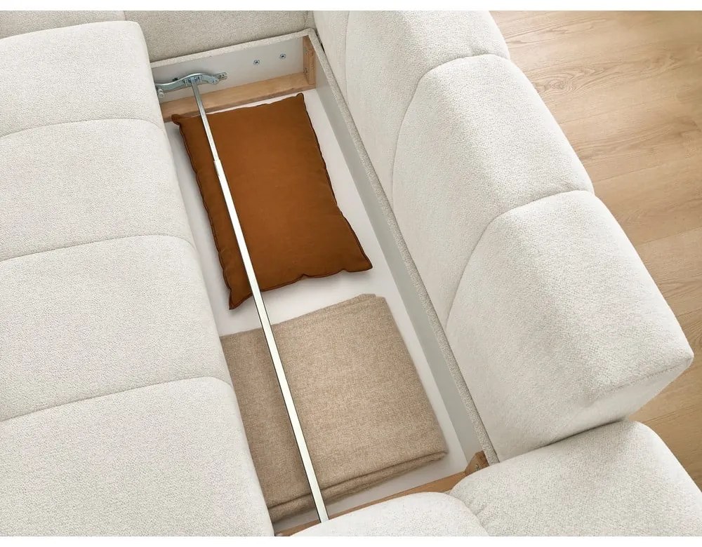 Divano angolare bianco allungabile e con contenitore (penisola a sinistra/chaise lounge) con rivestimento in ciniglia Everest – Bobochic Paris