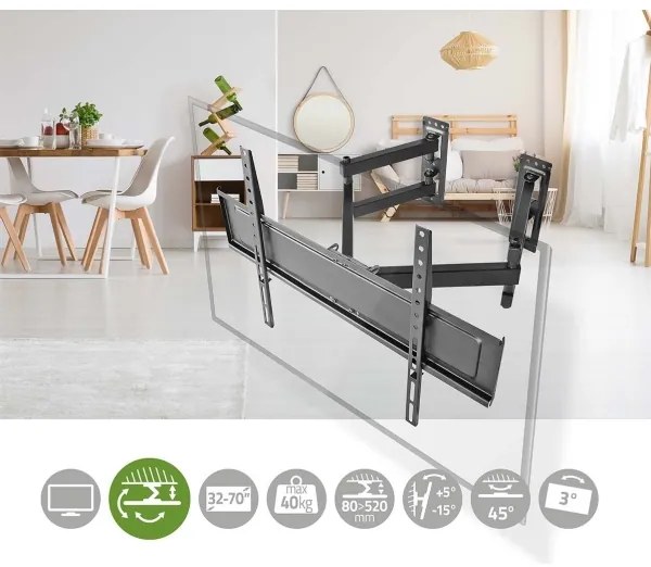 Nedis TVWM5350BK - Supporto da parete per TV Full Motion 30-70”