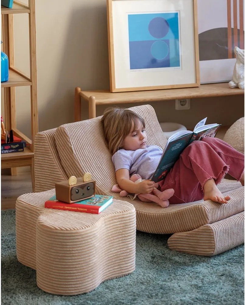 Pouf per bambini marrone chiaro con rivestimento in velluto a coste Cloud – Wigiwama