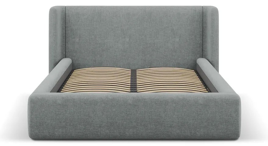 Letto matrimoniale imbottito grigio scuro con contenitore con rete inclusa 200x200 cm Jason – Windsor &amp; Co Sofas