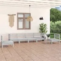 Set Divani da Giardino 6 pz Bianco in Legno Massello di Pino 3082543