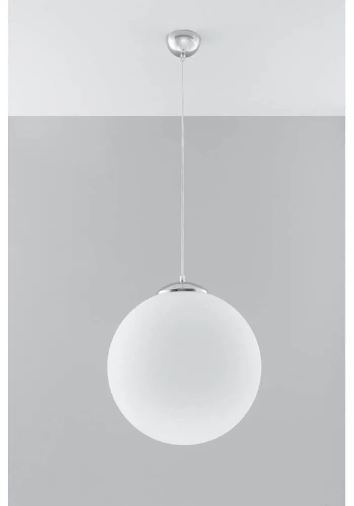 Lampadario a Sospensione in Acciaio e Vetro UGO Ø40 E27 Cromo Colore del corpo Bianco e Cromo