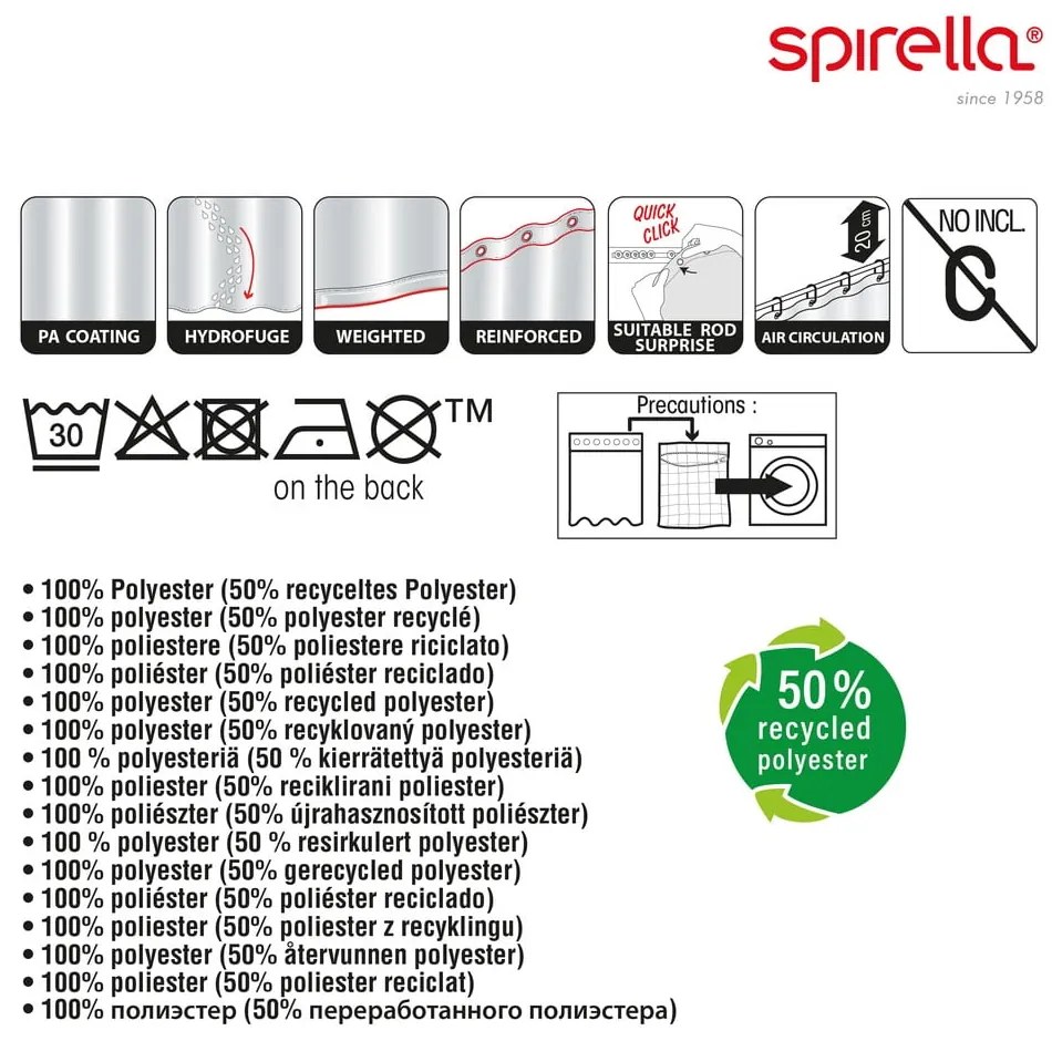 Tenda per doccia 180x200 cm Jaya – Spirella