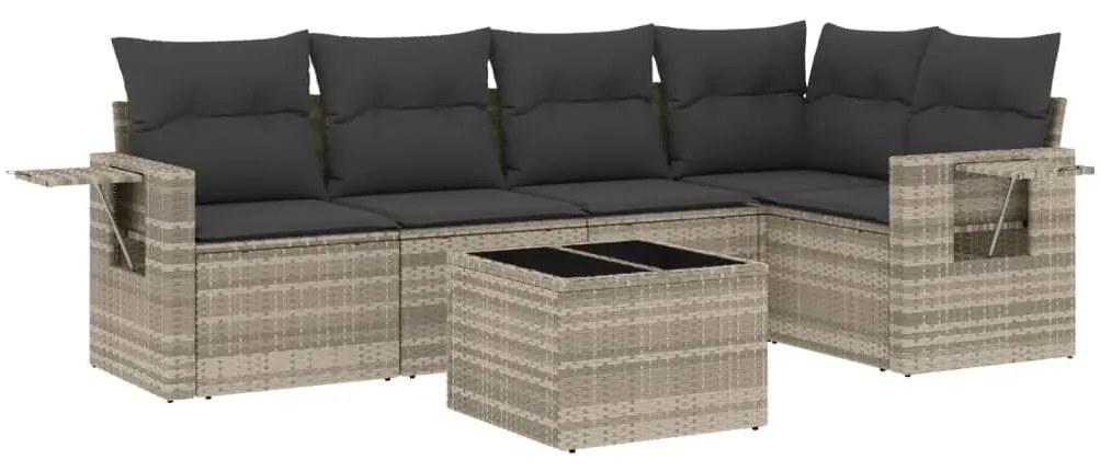 Set divano da giardino 6pz con cuscini grigio chiaro polyrattan