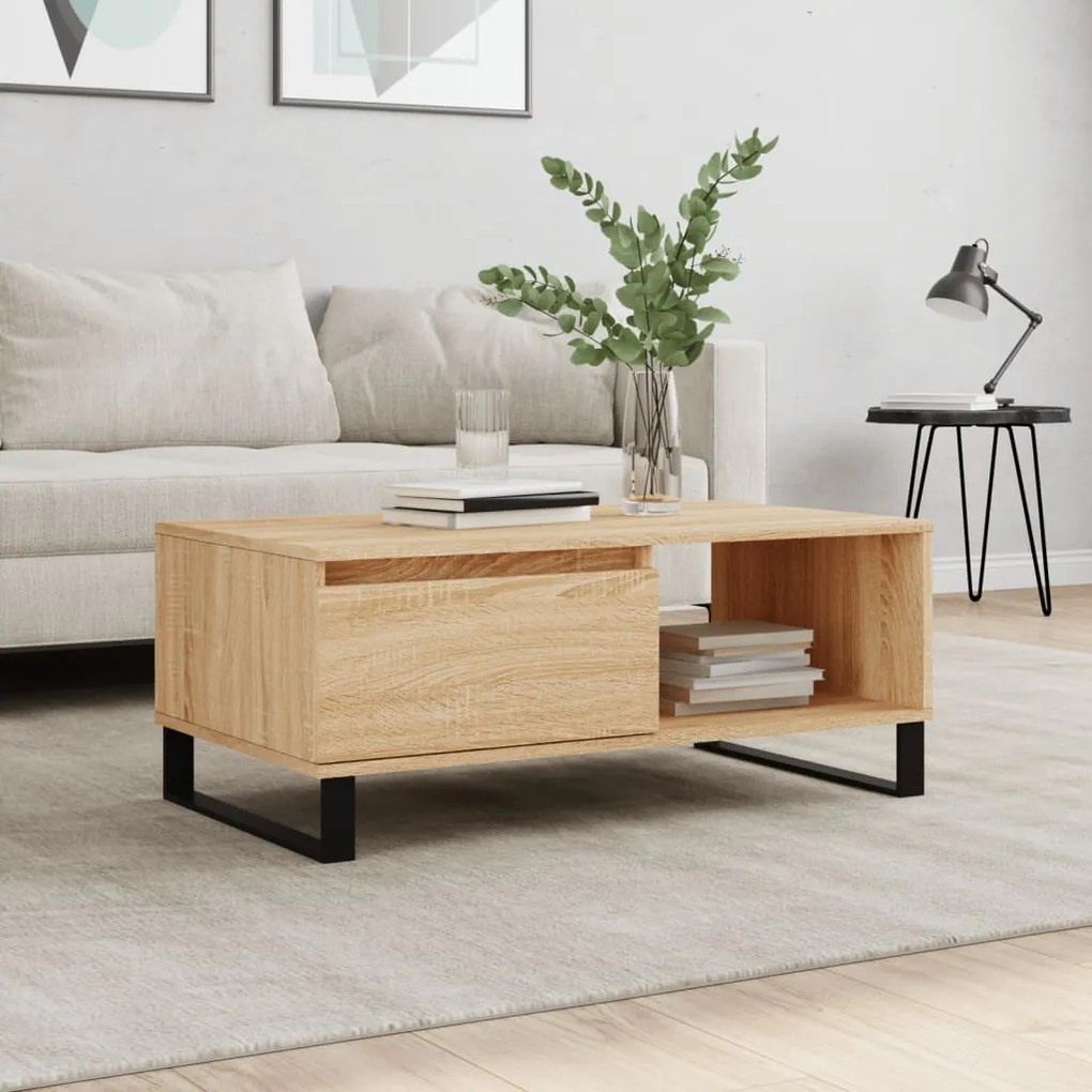 Tavolino Salotto Rovere Sonoma 90x50x36,5 Cm Legno Multistrato /