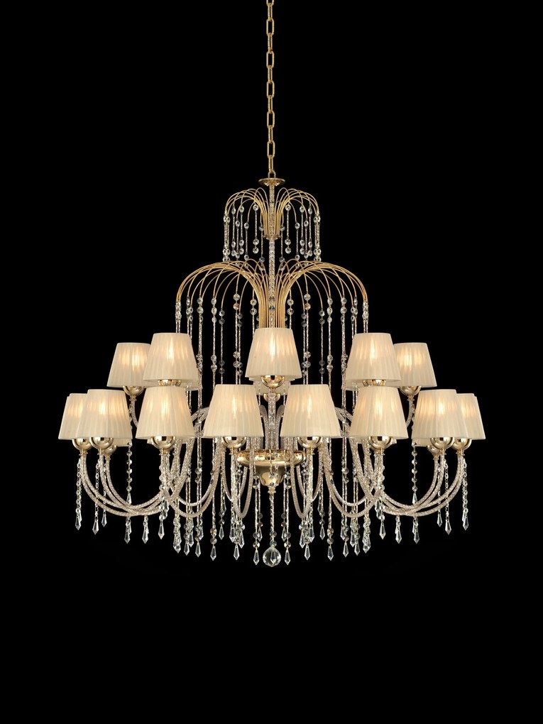 Arredoluce Royal Crystal  24-light chandelier golden and crystal - 406/16+8P Cromo