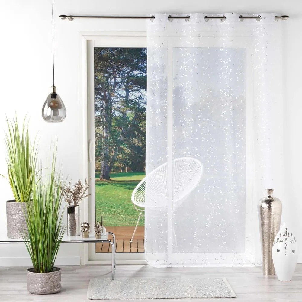 Tenda sottile bianca/argentata in voile 140x240 cm Floressia – douceur d'intérieur
