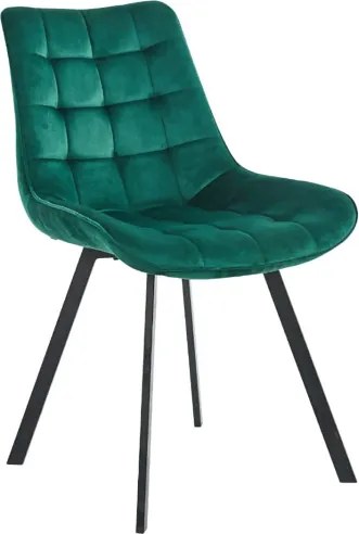 Sedia da pranzo in velluto Verde e gambe metallo nero - Roma 2 sedie