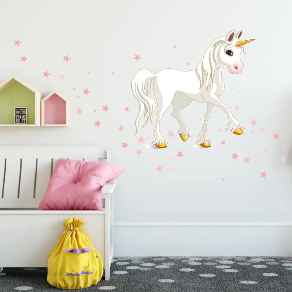 Adesivo dell´unicorno con le stelle rosa | Inspio