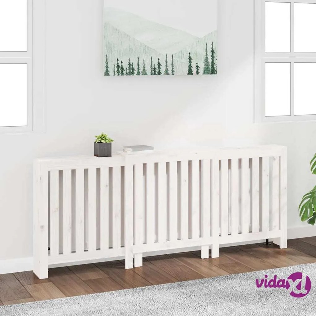 vidaXL Copertura Termosifone Bianca 210x21x85 cm Legno Massello Pino