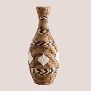 Vaso Decorativo in Metallo e Carta Intrecciata Osiride NATURAL - Sklum