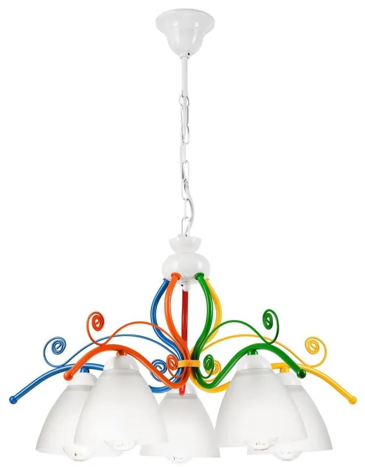 Lampadario a sospensione con catena RETRO 5xE27/60W/230V bianco/colorato