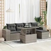 Set Divano da Giardino 6 pz con Cuscini Grigio in Polyrattan 3326781