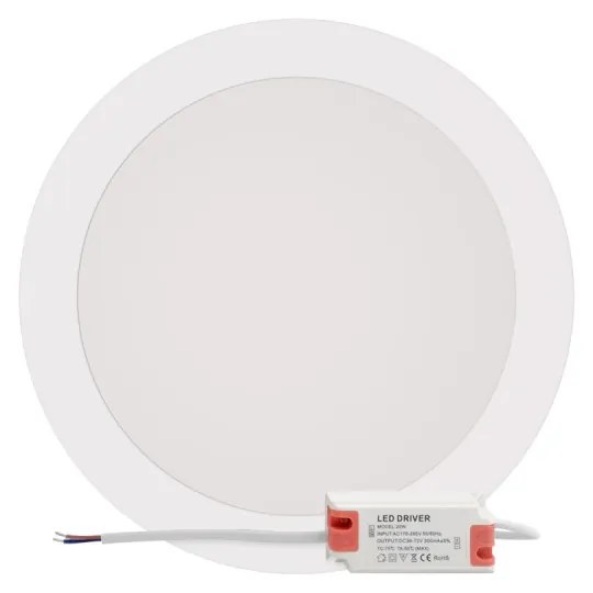 Plafoniera LED Rotonda 20W 2.000lm no Flickering Ø225mm Colore  Bianco Naturale 4.000K